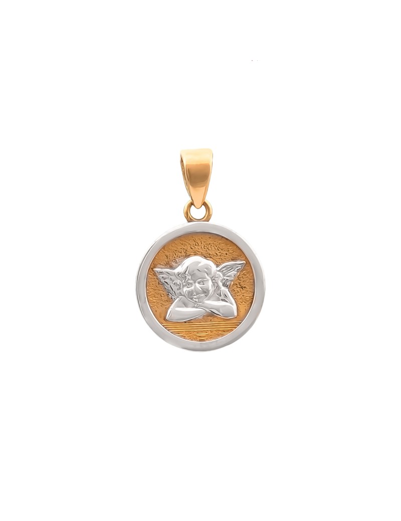 Złoty Subtelny Medalik pr333 ANIOŁEK Białe Złoto