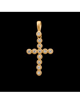 Złoty ORYGINALNY Krzyżyk pr585 z CYRKONIAMI