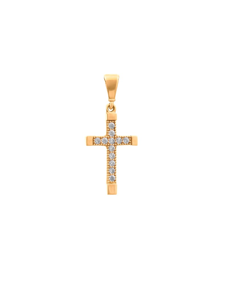 Złoty Krzyżyk pr585 MODNY KLASYCZNY WZÓR Cyrkonie