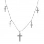 Srebrny Naszyjnik Choker Krzyżyk Cyrkonie
