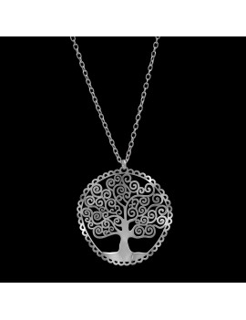 Srebrny Naszyjnik Duże Piękne Drzewo Życia
