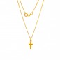 Złoty Komplet Łańcuszek + Krzyżyk Chrzest Komunia Grawer