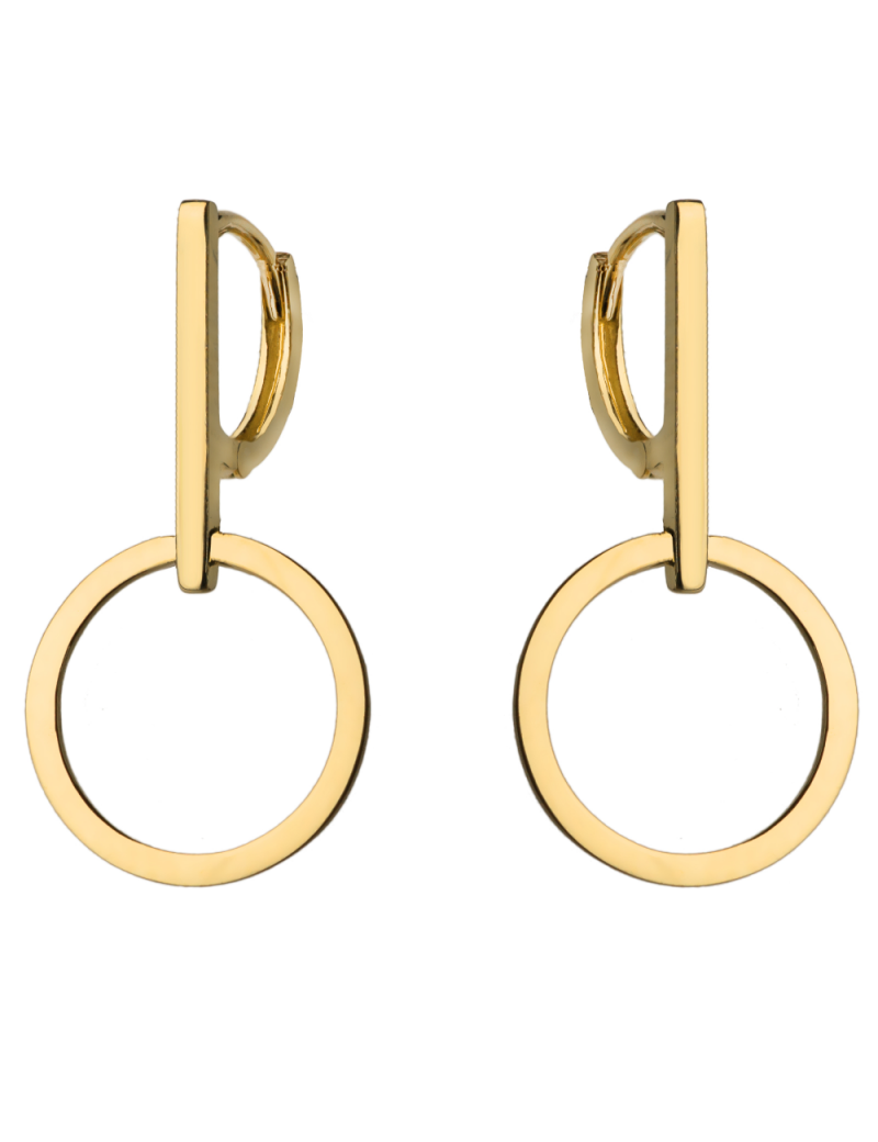 Kolczyki złote koła zawieszone na gładkim zapięciu