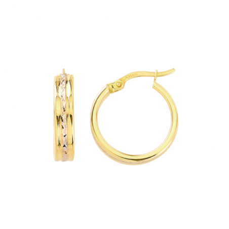 Kolczyki kółko i białe diamentowanie w środku 1,8 cm