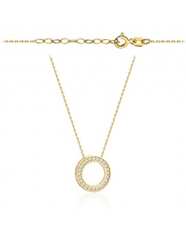 Naszyjnik złoty ring oprawiony cyrkoniami