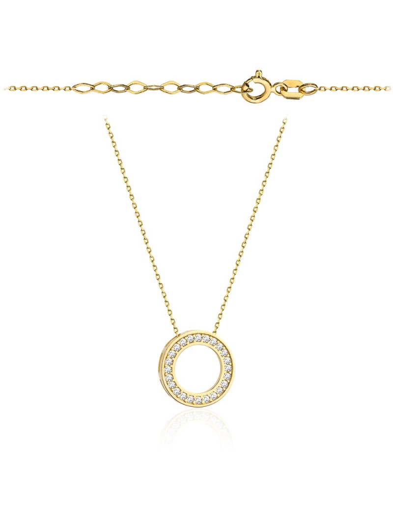 Naszyjnik złoty ring oprawiony cyrkoniami