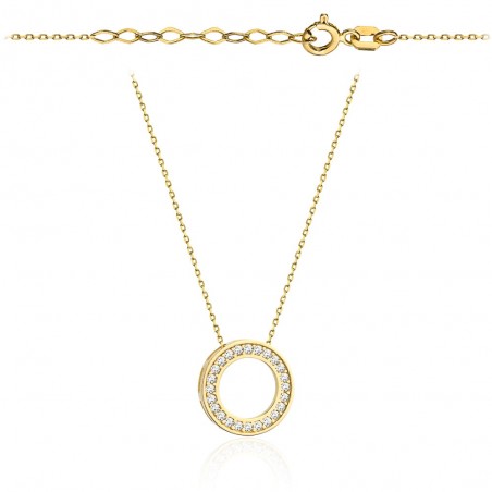 Naszyjnik złoty ring oprawiony cyrkoniami