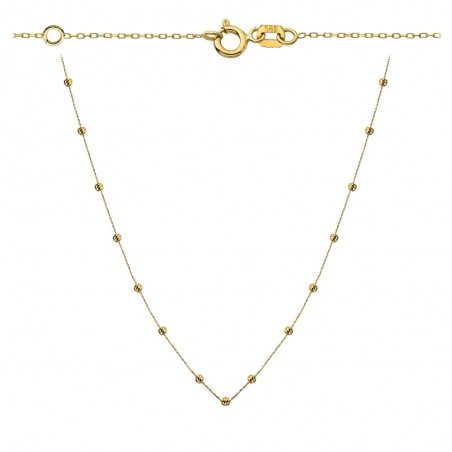 Naszyjnik złote diamentowane kulki 47+3cm