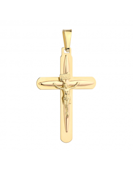 Złoty krzyż z wizerunkiem Jezusa wypukły