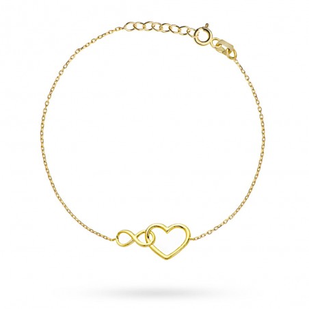 Bransoletka złota serce splecione ze znakiem nieskończoności