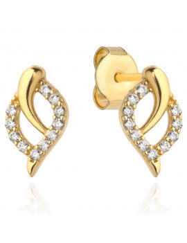 Kolczyki złoty listek z częścią z cyrkonii pr. 585