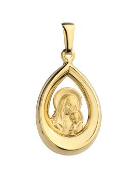Złoty medalik z wizerunkiem Matki Boskiej z Jezusem