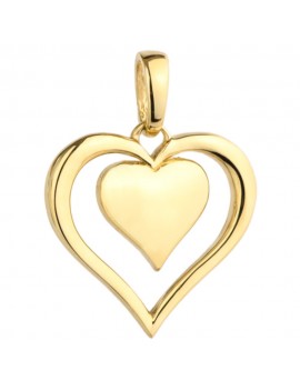 Zawieszka złote serce z serduszkiem z żółtego złota w środku