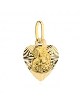 Medalik Matka Boska Częstochowska w diamentowanym serduszku