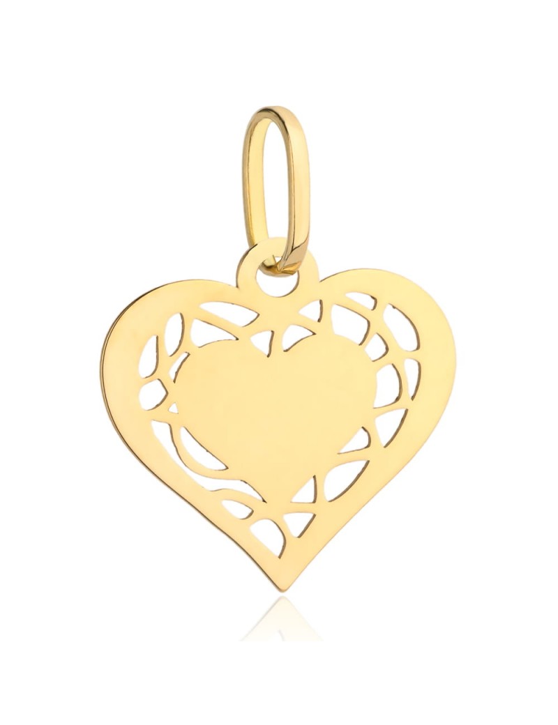 Zawieszka złota dwa serca i wzór pomiędzy