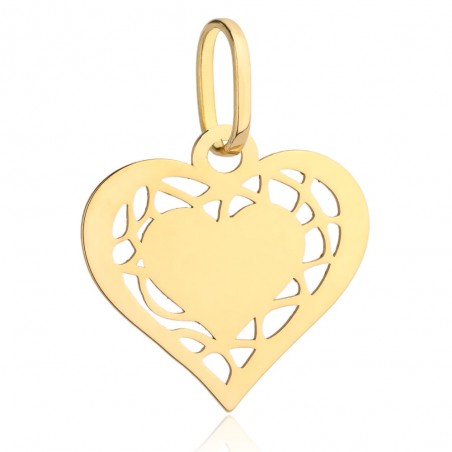 Zawieszka złota dwa serca i wzór pomiędzy