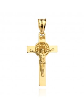 Krzyżyk złoty z Jezusem benedyktyński