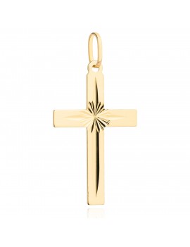 Krzyżyk złoty z diamentowaniem na środku