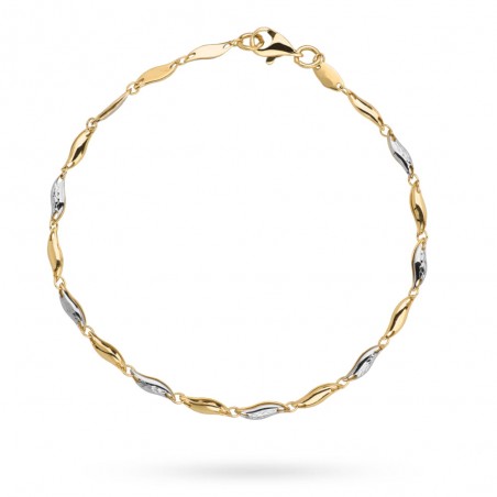 Bransoletka listki w dwóch kolorach złota