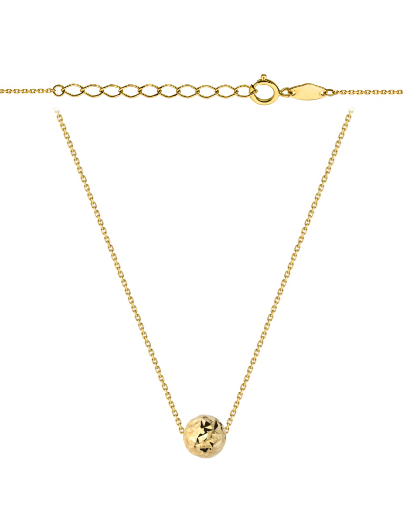 Naszyjnik z diamentowaną złotą kuleczką super lekki 42+3cm