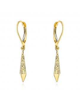 Kolczyki złote romby z diamentowaniem