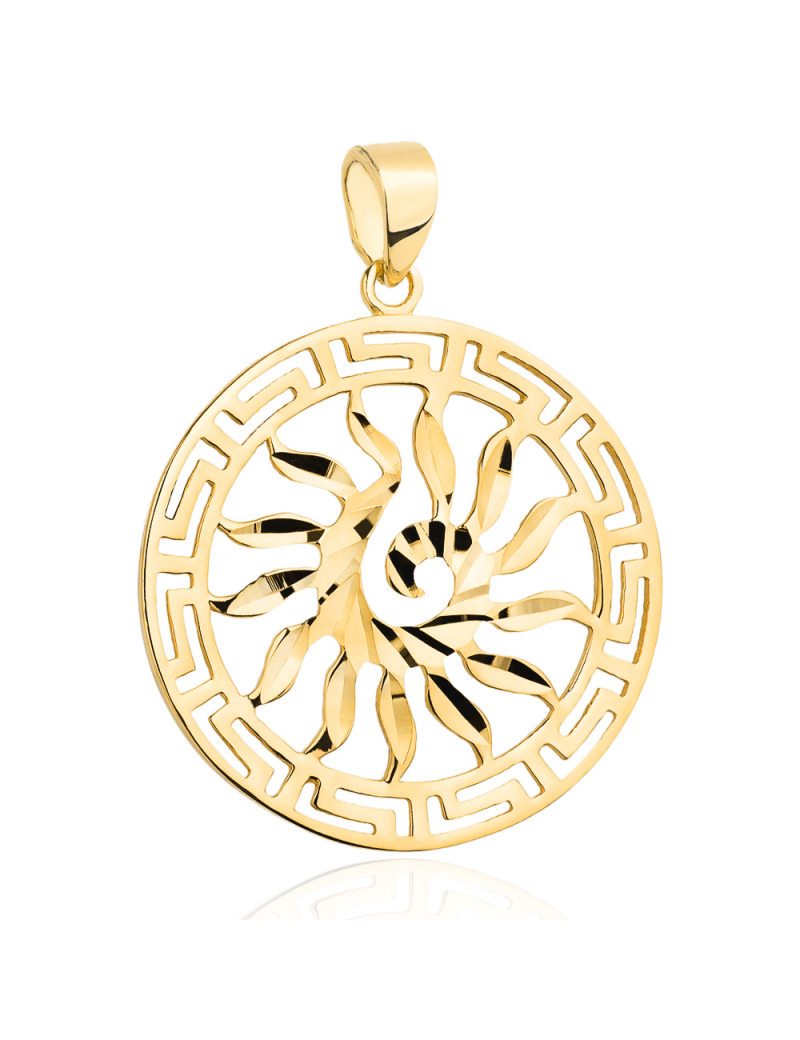 Zawieszka złota słońce z greckim wzorem