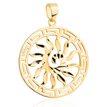 Zawieszka złota słońce z greckim wzorem
