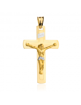 Złoty krzyżyk z wizerunkiem Jezusa duży dwukolorowy