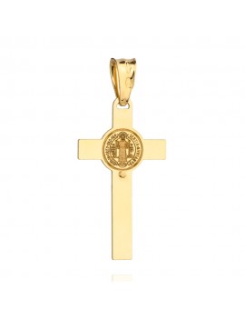 Złoty krzyżyk z Jezusem benedyktyński
