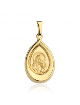 Medalik złoty z wizerunkiem Matki Boskiej z Jezusem w łezce
