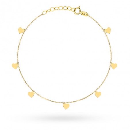 Bransoletka złota pełne serduszka na nogę