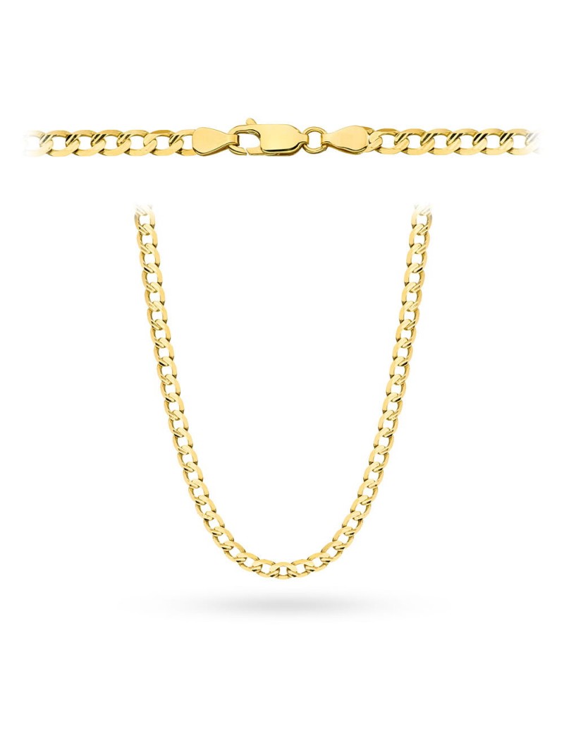 Łańcuszek złoty pr. 585 - splot pancerka diamentowana / nacinana 55cm