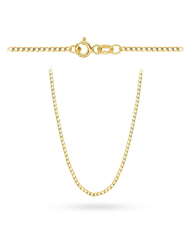 Łańcuszek złoty pr. 585 - splot pancerka diamentowana / nacinana 50cm