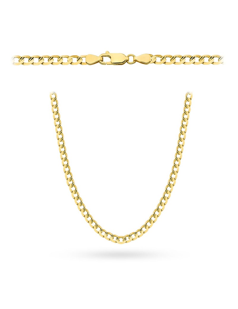 Łańcuszek złoty pr. 585 - splot pancerka diamentowana / nacinana 50cm