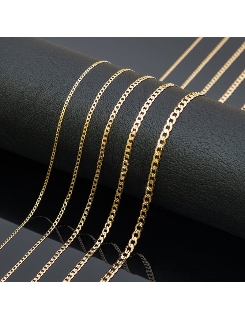 Łańcuszek złoty pr. 585 - splot pancerka diamentowana / nacinana 45cm