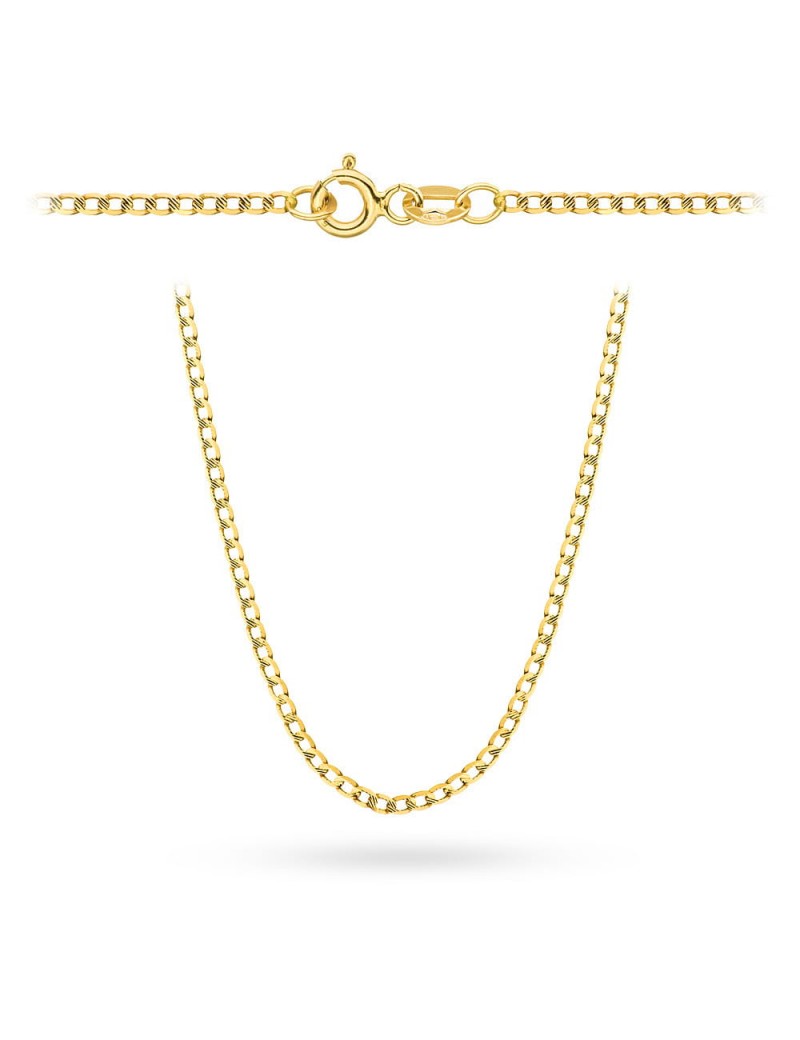 Łańcuszek złoty pr. 585 - splot pancerka diamentowana / nacinana 42cm