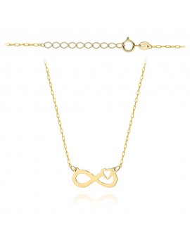 Naszyjnik złoty znak nieskończoności z serduszkiem
