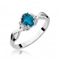 Złoty Pierścionek Topaz London Blue Brylanty Białe Złoto