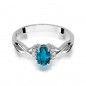 Złoty Pierścionek Topaz London Blue Brylanty Białe Złoto