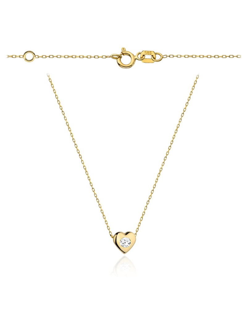 Naszyjnik złoty serduszko z centralną cyrkonią
