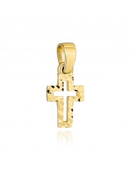 Krzyżyk złoty mały zdobiony diamentowaniem