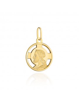 Medalik złoty okrągły wizerunek Jezusa mały