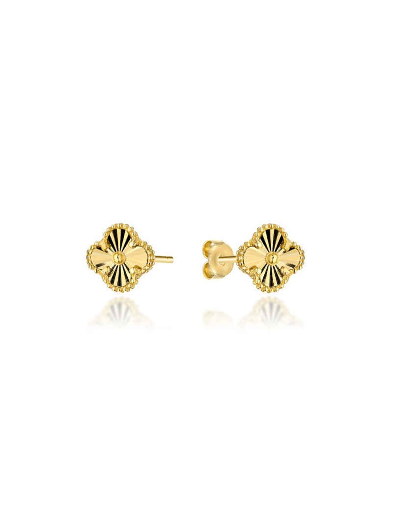 Kolczyki złote diamentowana koniczynka 6 mm