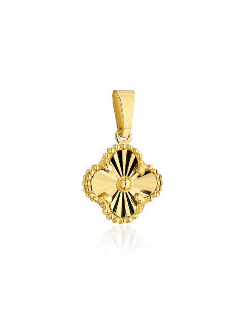 Zawieszka złota diamentowana koniczynka 6 mm