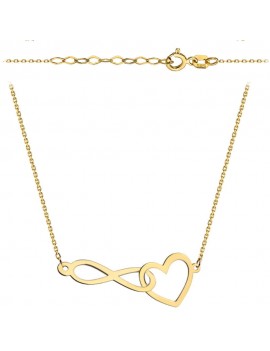 Naszyjnik złoty splecione serce i nieskończoność super lekki