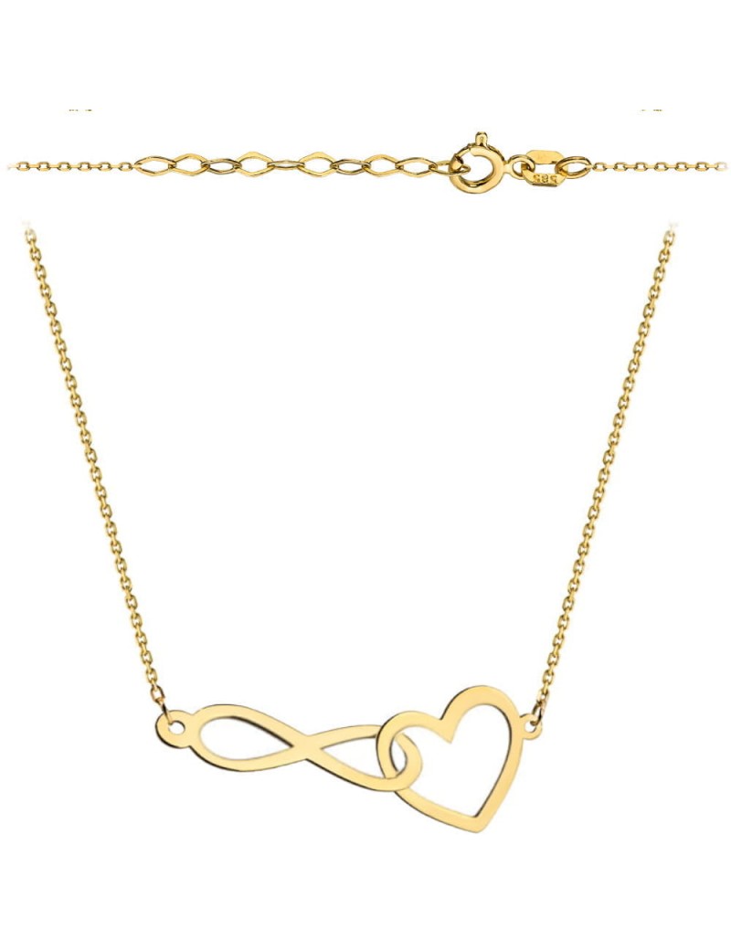 Naszyjnik złoty splecione serce i nieskończoność super lekki