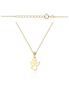 Naszyjnik złoty aniołek i diamentowana kulka super lekki