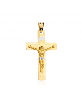 Krzyżyk złoty z wizerunkiem Jezusa w dwóch kolorach złota