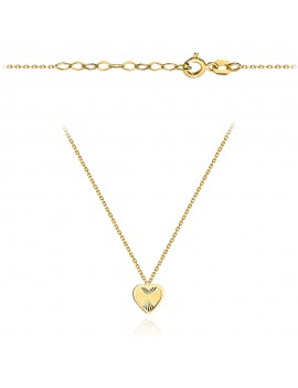 Naszyjnik złoty diamentowane serce w oprawie super lekki