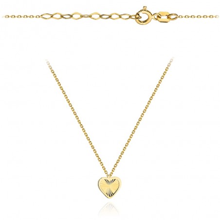Naszyjnik złoty diamentowane serce w oprawie super lekki